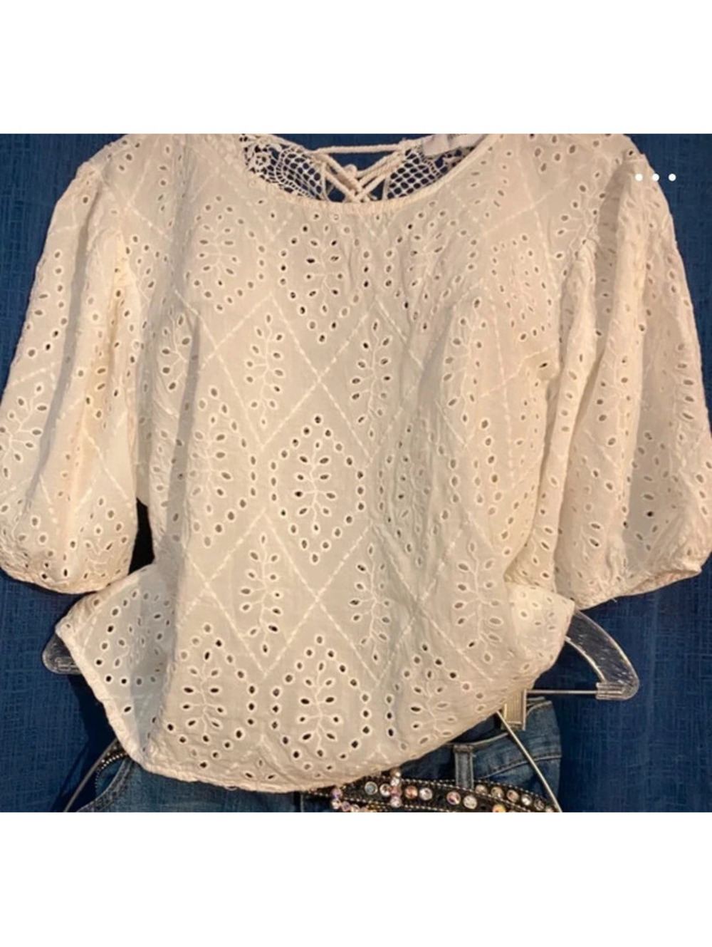 White eyelet blouse